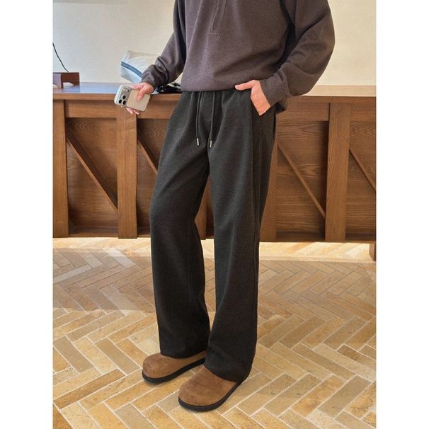 Autumn Winter Loose Fit Stylish Versatile Straight-Leg Sweatpants Comfortable Personality Simple Daily Fleece-Lined_viptrois.com