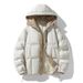 Men's Fleece-Lined Hooded Puffer Jacket - Korean Style Winter Coat With Stand Collar, Windproof Casual Outerwear (Black/ Cream/ Red/ Olive Green)_viptrois.com