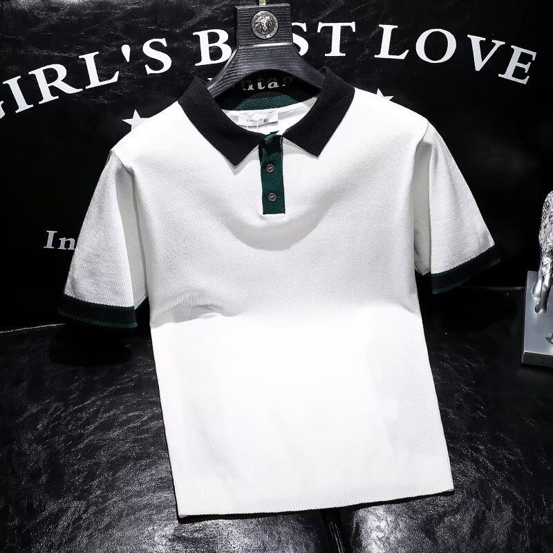 Men's Clothing Summer New Lapel All Match Business Polo Shirt Men's Slim Striped Short Sleeved T Shirt Breathable Handsome Men's T_viptrois.com