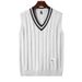 Men's Wool Blend Knit Vest Sleeveless V-Neck Slim Fit Casual Pullover Sweater For All Seasons_viptrois.com