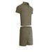 New Men's Solid Color Jacquard Shirt Casual Short Sleeve Shorts Two-piece Set_viptrois.com
