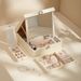 Minimalist Capacity Storage PU With Large Mirror Detachable Makeup Case Includes Portable Small Jewelry Box_viptrois.com