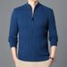 Men's Textured Half-Zip Sweater – Winter Knit Pullover With Chunky Cable Design (Black/Grey/Army Green/Khaki, S-Xxxl)_viptrois.com