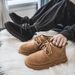 Men's Snow Boots Autumn Winter Leather And Fur Integrated Fleece Warm Mid-Cut Cotton Thickened Fashion Casual Bread Work_viptrois.com