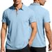 Summer Popular Ice-feeling Men's Short-sleeved Lapel Color-matching Button-up Elastic Casual Polo Shirt_viptrois.com