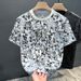 New Casual Short-sleeved Summer New T-shirt Trendy Full Of Letter Design Round Neck Men's Personalized Top_viptrois.com
