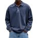 Men's Casual Long Sleeve Button-Up Shirt – Relaxed Fit Polyester Polo Shirt With Spread Collar (10 Colors, S-4XL)_viptrois.com