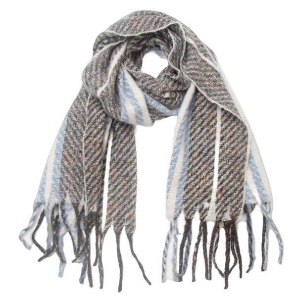 Unisex Scarf with floral fringe striped scarf shawl_viptrois.com