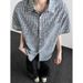 Men's Clothing Light Blue Plaid Short Sleeve Work Shirt For Men Loose Fit Summer Trendy Cardigan High-End Jacket_viptrois.com