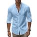 Men's Clothing Long Sleeve Stand Collar Large Size Slim Casual Cotton Shirt_viptrois.com