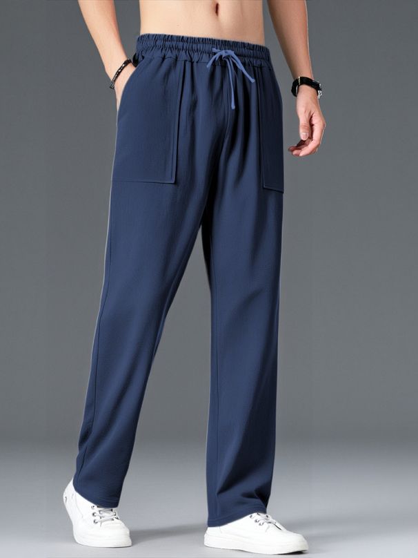 "Men's Casual Linen-Blend Pants - Straight Leg, Relaxed Fit, Breathable & Lightweight For Everyday Wear (S-XXXL, 8 Colors) |_viptrois.com