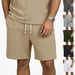 Men's Clothing Summer Men's Casual Solid Color Jacquard Shorts With Drawstring For Formal & Casual Loose Fit Mid Length_viptrois.com