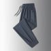 Men's Lightweight Breathable Jogger Pants - High Waist Loose Fit Elastic Waistband Casual Trousers For Summer, Black Grey Blue (Straight & Tapered Leg_viptrois.com