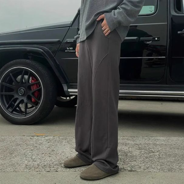 Men's Clothing Cleanfit City Commuting Autumn And Winter Plus Velvet Daily Loose Structure Sweatpants Casual Wide Leg_viptrois.com