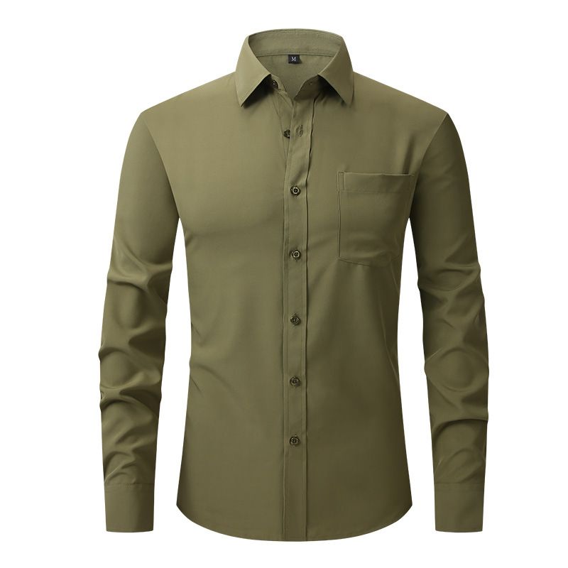 EU Size Four Sided Elastic Shirt Men's Business Casual Long Sleeve Shirt Professional Dress Shirt Men_viptrois.com