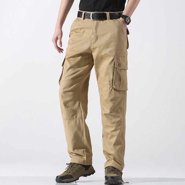 Pure Casual Spring Three-Dimensional Pocket Straight Long Outdoor Multi-Pocket Men's Cargo Pants_viptrois.com
