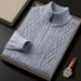 Men's Half-Zip Knit Sweater Winter Thickened Fleece Lined Pullover Casual Business Style Comfortable Soft Yarn Long Sleeve Top_viptrois.com
