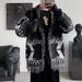 Pure Spring And Autumn Retro Ethnic Style Personality Geometric Knitted Loose Couple Outfit Outerwear Mid-Length Cardigan_viptrois.com