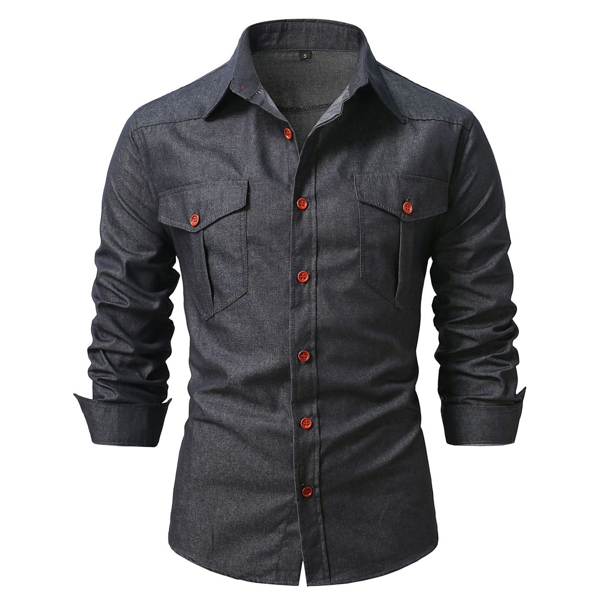 Men's Clothing Men's Clothing Men's New Double Pocket Denim Long Sleeved Shirt Men's Casual Work Shirt_viptrois.com