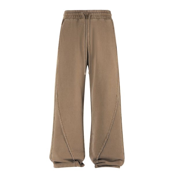 Raw-Hem Distressed Cotton Pants – Oversized Straight-Leg Trousers With Vintage Wash (430GSM, Unisex, S-XXL, American Workwear Revival)_viptrois.com