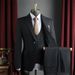 "Men's Premium Navy Blue Double-Breasted Suit Set - Wrinkle-Resistant Wedding & Business Outfit With Subtle Pinstripes"_viptrois.com