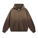 Heavyweight 450G Washed-Dye Hoodie – Vintage-Inspired Zip-Up Sweatshirt With Mouse Pocket & Faded Ombre_viptrois.com