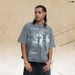 American Vintage Cross-print Washed Distressed Loose One-piece Cut Short-sleeve T-shirt_viptrois.com