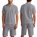 Men's Linen Polo Shirt & Shorts Set - Breathable Summer Outfit, Loose Fit Casual Short Sleeve Suit_viptrois.com