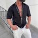 Men's High End Zipper Lapel Summer Short Sleeved Cardigan T Shirt_viptrois.com