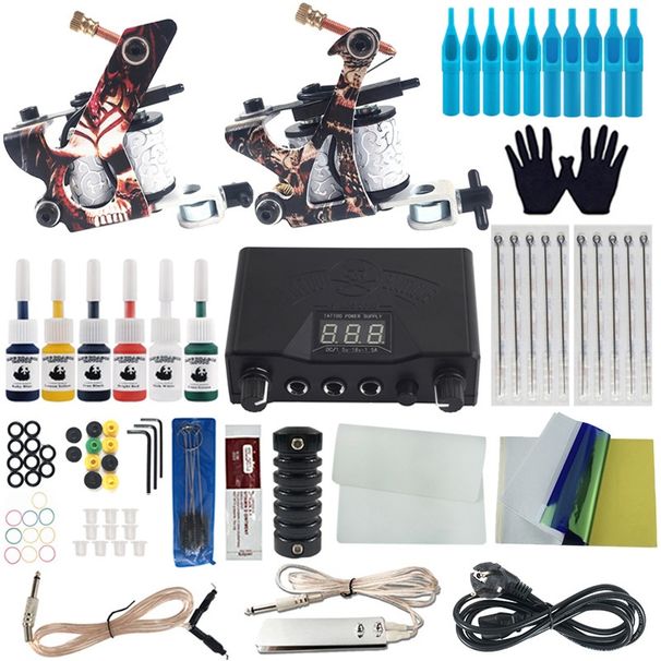 Ou Liang Equipment Skull Double Hine Supplies Beginner Tattoo Set_viptrois.com