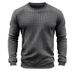 Men's Spring And Autumn Winter Waffle Round Neck Long Sleeved T Shirt Men's Small Square Casual Bottom_viptrois.com