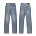 Men's Clothing Retro 2025 Style Trendy Street Washed Blue Design Straight Slim Men's Denim Trousers_viptrois.com