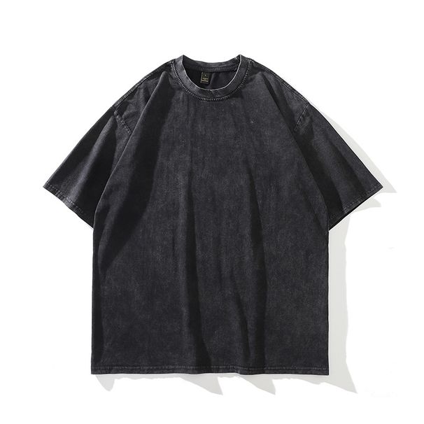Men's Clothing High Street Fashion Short Sleeved T Shirt Retro Band Direct Spray Printing Washed Heavy Cotton Vintage T Shirt_viptrois.com