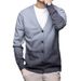 Men's Slim-Fit Gradient V-Neck Knit Cardigan – Korean-Style Lightweight Sweater For Autumn, Casual Layering Pullover_viptrois.com