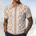 Men's Clothing Jacquard Knitted Short Sleeved Cardigan_viptrois.com