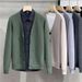 Men’s & Women’s V-Neck Knit Cardigan | Unisex Lightweight Sweater For Spring & Fall (M-3XL, Black/Green/Gray/Beige)_viptrois.com