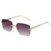 Chain Temple Sunglasses - Oversized Retro Frames With Frameless Trim For Fashionable Looks_viptrois.com