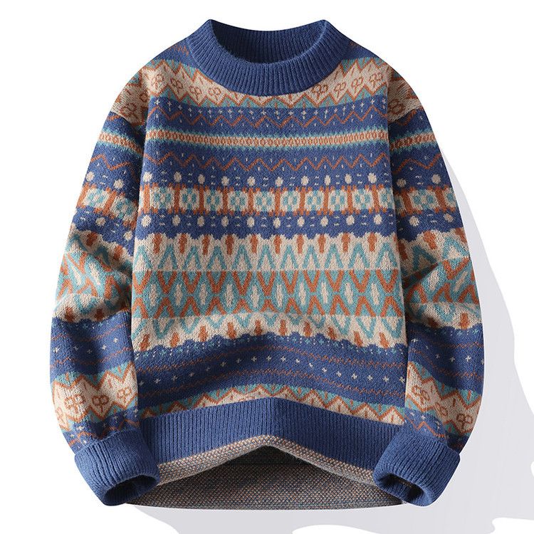 Men's Clothing Autumn Winter Casual Semi-Turtle Neck Sweater Knitwear - Breathable, Machine Washable, Jacquard Pattern, College Style, Multiple Colors_viptrois.com
