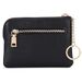 Women's Genuine Leather Coin Purse Simple First Layer Cowhide Zipper Wallet With Key Ring_viptrois.com