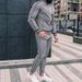 Men's Clothing new autumn casual men's clothing European and American men's sports suit plaid zipper shirt jacket and trousers two pieces_viptrois.com