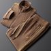 Men's Clothing Light luxury autumn and winter warm solid color leisure sports suit slim fit jacket men's straight striped two piece suit_viptrois.com