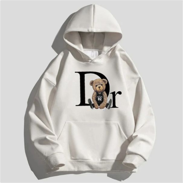 Women's Solid Color Sweatshirt Dr. Teddy Bear Print Kangaroo Pocket Drawstring Hooded Casual Comfortable Fit Sweatshirt_viptrois.com