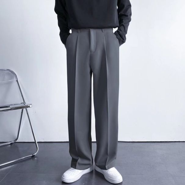 Spring And Autumn Celebrity Drape Straight Suit Pants Men's Loose Korean Version Of Casual White Wide Leg Trousers Mopping Pants_viptrois.com