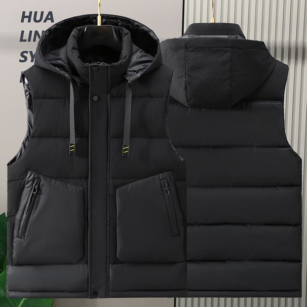 Men's Clothing Fashionable Men's Cotton Vest Wholesale Winter Men's Clothing New Style Detachable Hat Men's Cotton Waistcoat Outer Wear Vest Men_viptrois.com