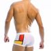 UXH Men's Multi-Color Patchwork Sexy Underwire Boxer Swim Trunks Personality Simple Anti-Exposure Beach Shorts For Men_viptrois.com
