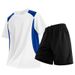 Men's Summer Ice Silk Suit Color Block Round Neck T-Shirt Quick Drying Plus Size Short Sleeve Two Piece Set_viptrois.com