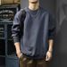 Retro Solid Color Hoodie For Men With Casual Round Neck, Bottom Layer, Loose Long Sleeved Top_viptrois.com