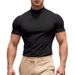 Men's Clothing Spot Summer Solid Color Short Sleeved Fashion Bottoming Shirt Men's Tight High Collar T Shirt_viptrois.com
