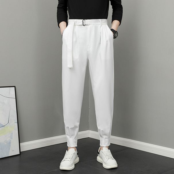 Men's Clothing Casual Pants For Autumn Black Nine Point Pants Men's Harem Pants Men's Slim Pants_viptrois.com