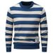 2023 New Winter Men's Slim Striped Round Neck Versatile Warm Pullover Sweater Bottoming Shirt_viptrois.com